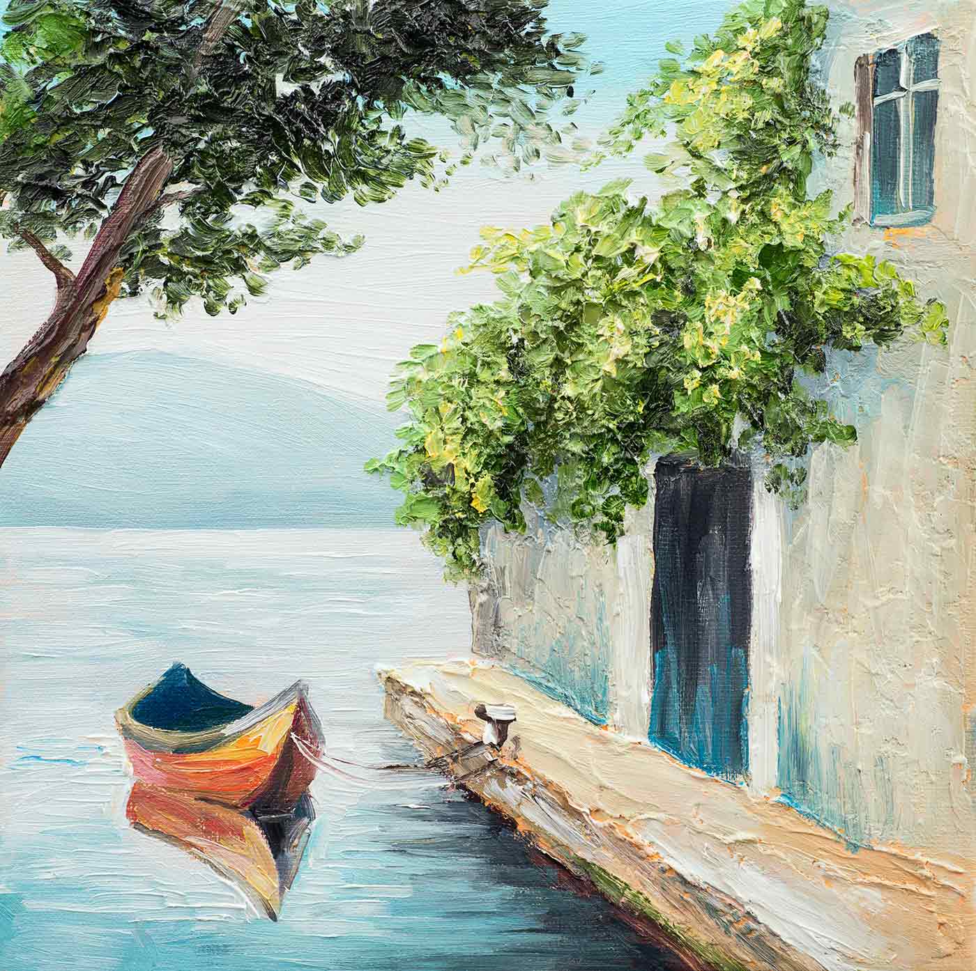 OilpaintinggondolainVenicebeautifulsummerdayinItalyabstractdrawing